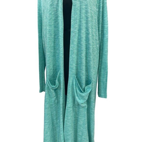 Lularoe Cardigan Duster Sweater Open Front With Pockets Teal Size XL - Picture 3 of 7